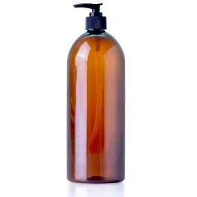 1 Litre Amber PET plastic Lotion Pump Bottle