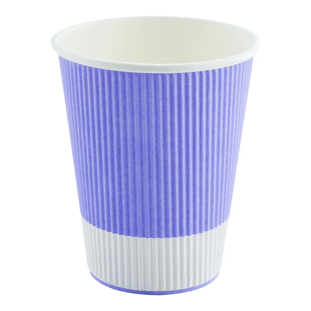 12 oz Light Purple Paper Coffee Cup - Ripple Wall - 3 1/2" x 3 1/2" x 4 1/4" - 500 count box