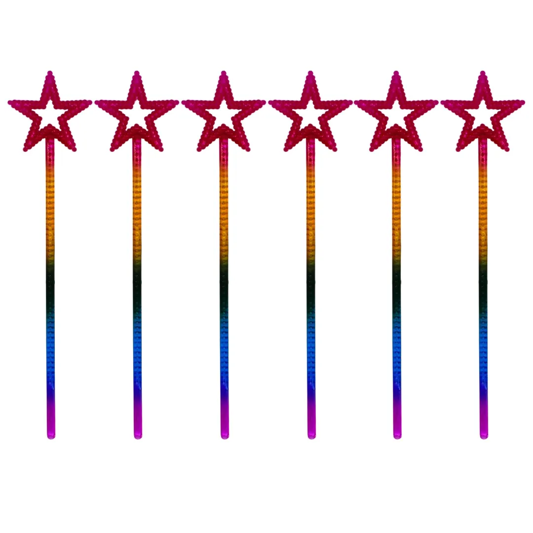 12" Rainbow Star Wand (Dozen)