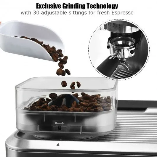 15 Bar Espresso Coffee Maker 2 Cup /w Built-in Steamer Frother and Bean Grinder