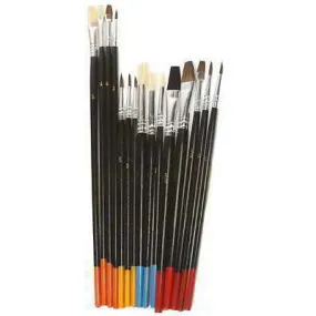 15 Piece Natural Hair Art Artist Paint Brush Brushing Tool Set Wooden Handle Wood