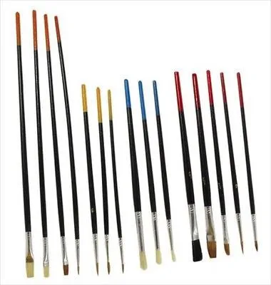 15 Piece Natural Hair Art Artist Paint Brush Brushing Tool Set Wooden Handle Wood