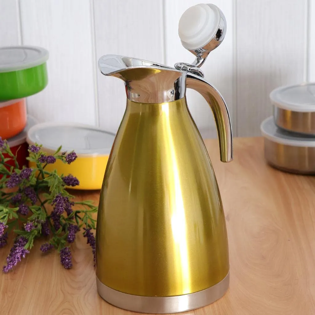 1.5L Stainless Steel Double Wall Insulated Coffee Carafe Tea Kettle Golden