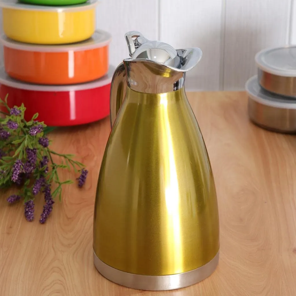 1.5L Stainless Steel Double Wall Insulated Coffee Carafe Tea Kettle Golden