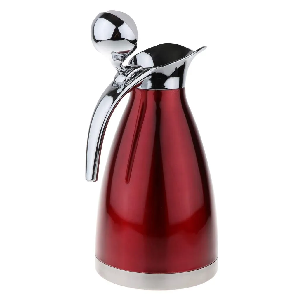 1.5L Stainless Steel Double Wall Insulated Coffee Carafe Tea Kettle Red