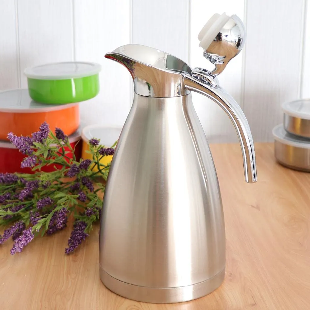 1.5L Stainless Steel Double Wall Insulated Coffee Carafe Tea Kettle Silver