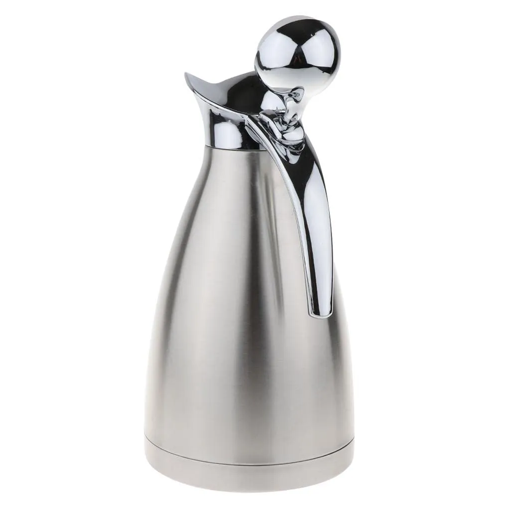 1.5L Stainless Steel Double Wall Insulated Coffee Carafe Tea Kettle Silver