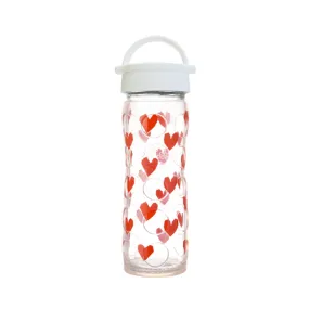 16oz Glass Bottle with Classic Cap and Silicone Sleeve, Hearts