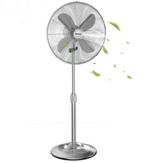 16" Metal Adjustable Oscillating Pedestal Fan-Silver