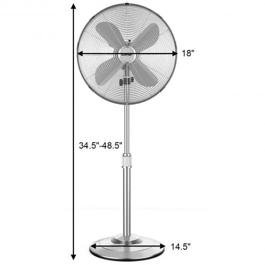 16" Metal Adjustable Oscillating Pedestal Fan-Silver