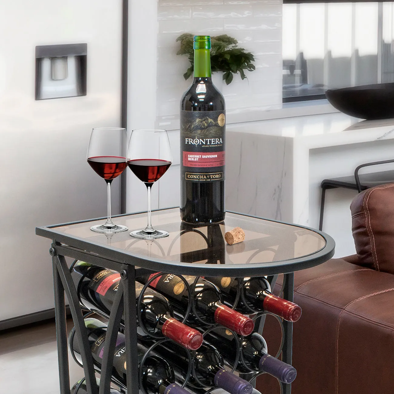 18 Bottle Wine Stand (Glass Top)