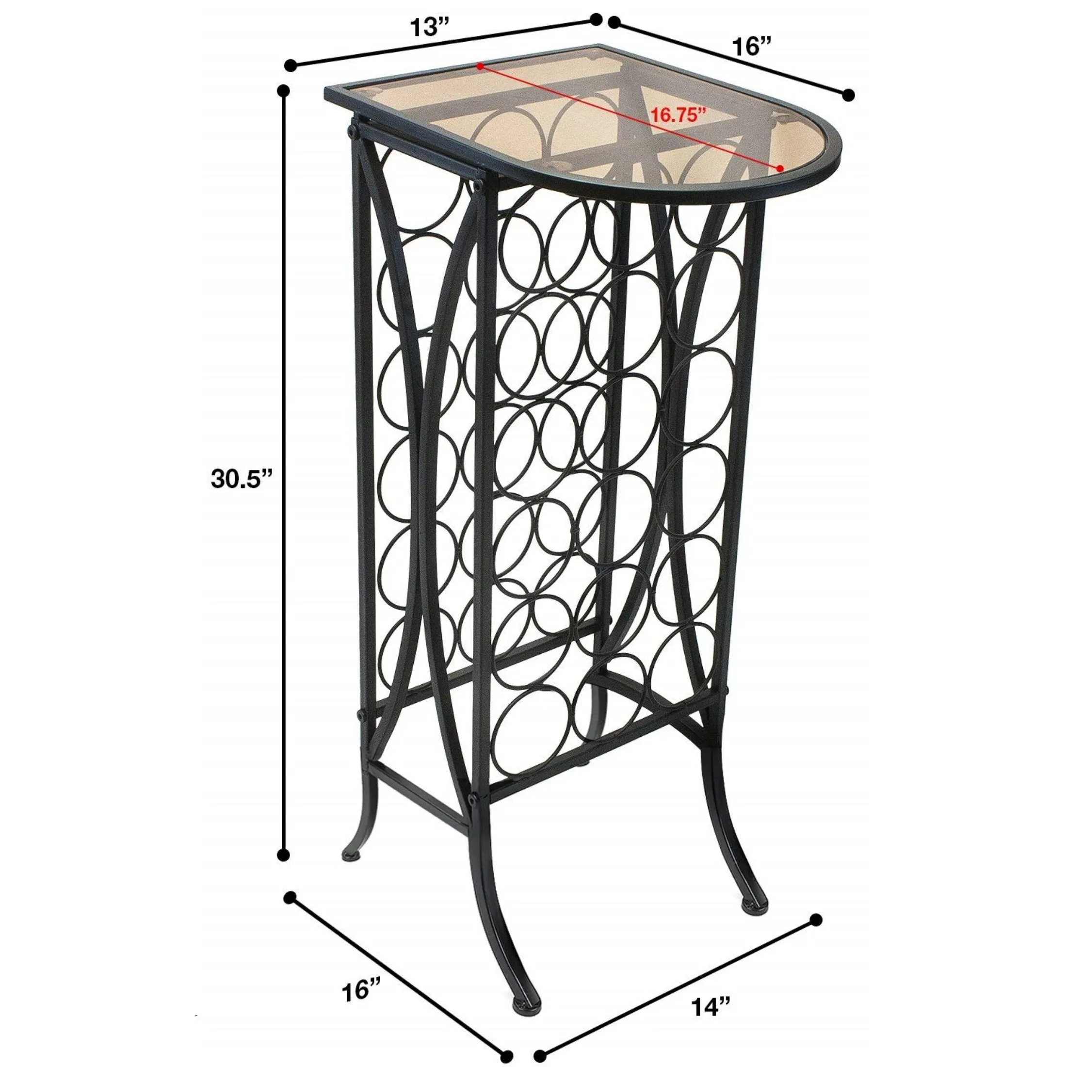 18 Bottle Wine Stand (Glass Top)