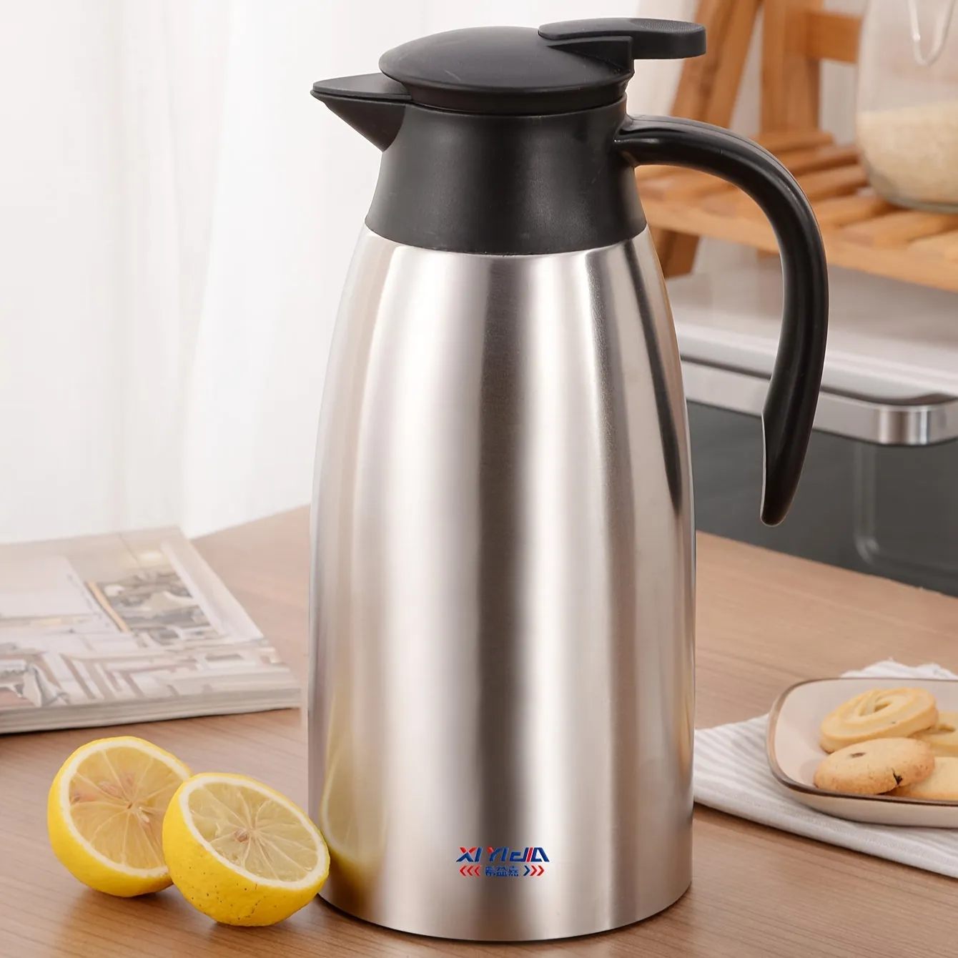 1pc Premium Thermal Carafe - Double-Layer Vacuum Insulated Stainless Steel Hot Water Kettle for Coffee and Tea - Keep Drinks Hot or Cold for Hours with Leak-Proof Lid and Comfortable Handle