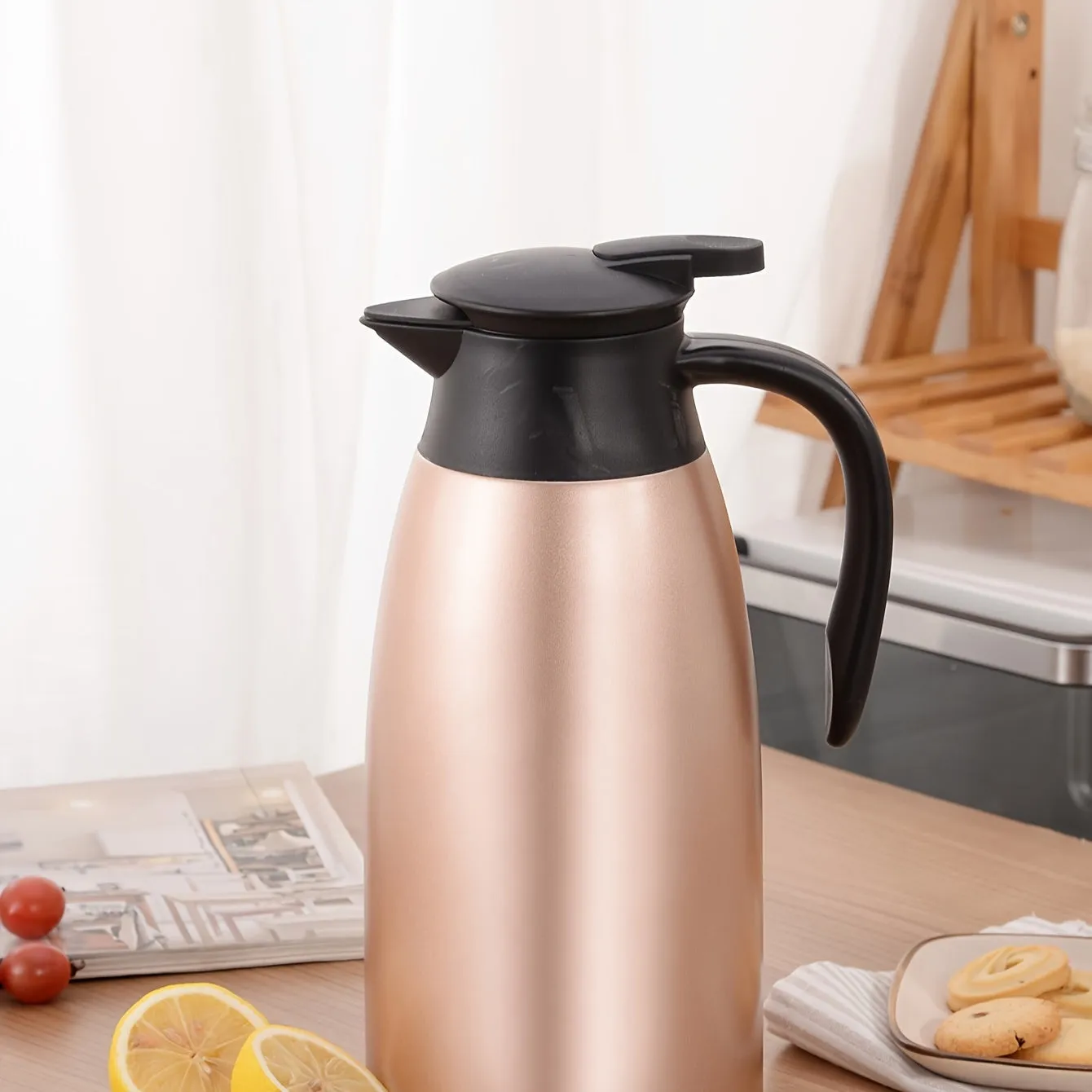 1pc Premium Thermal Carafe - Double-Layer Vacuum Insulated Stainless Steel Hot Water Kettle for Coffee and Tea - Keep Drinks Hot or Cold for Hours with Leak-Proof Lid and Comfortable Handle