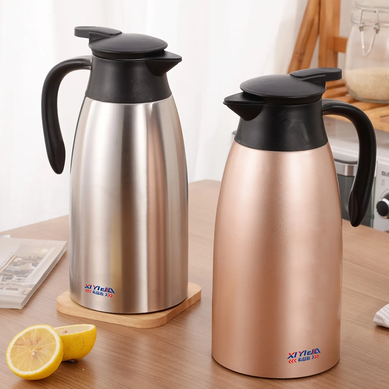 1pc Premium Thermal Carafe - Double-Layer Vacuum Insulated Stainless Steel Hot Water Kettle for Coffee and Tea - Keep Drinks Hot or Cold for Hours with Leak-Proof Lid and Comfortable Handle