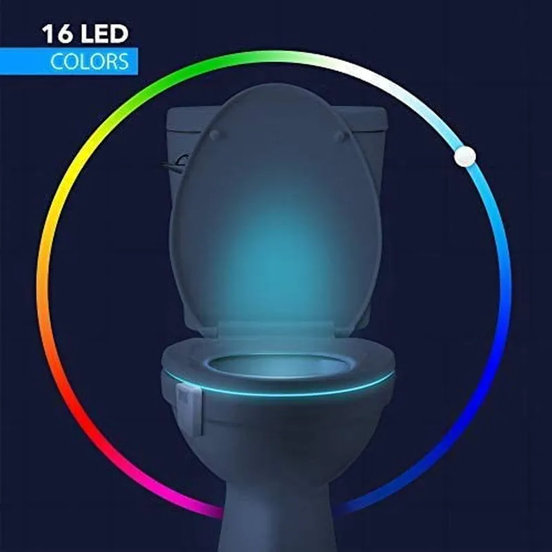 2 Pack Toilet Night Lights, 16-Color Changing LED Bowl Nightlight with Motion Sensor Activated Detection, Cool Fun Bathroom Accessory