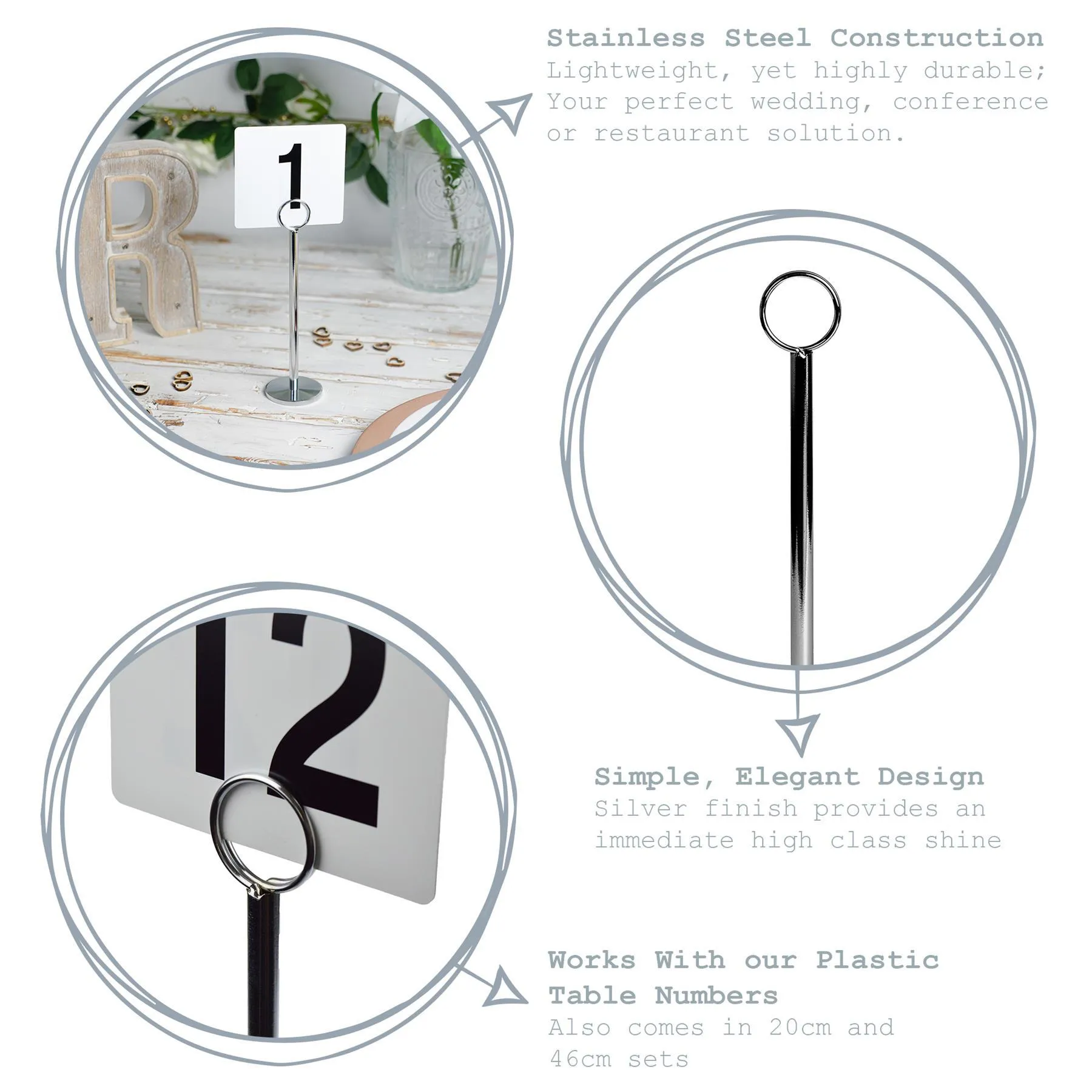 20cm Table Number Holders - Pack of 12 - By Argon Tableware