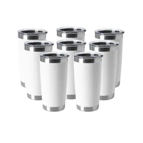 20oz Tumblers Bulk Stainless Steel Mug with Lid | 8 Pack Color White