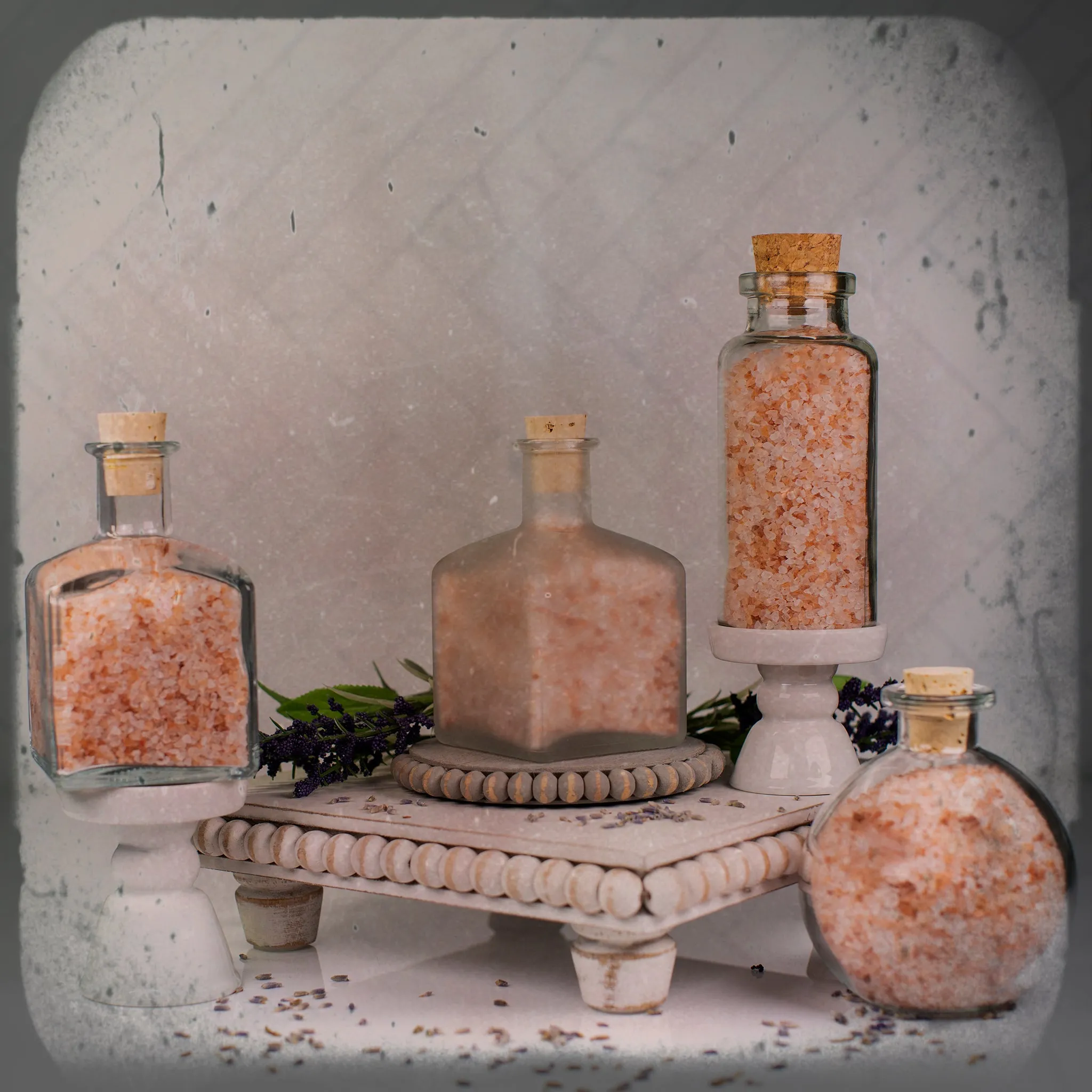 210 ml Frosted Glass Square Bottle with Cork Lid