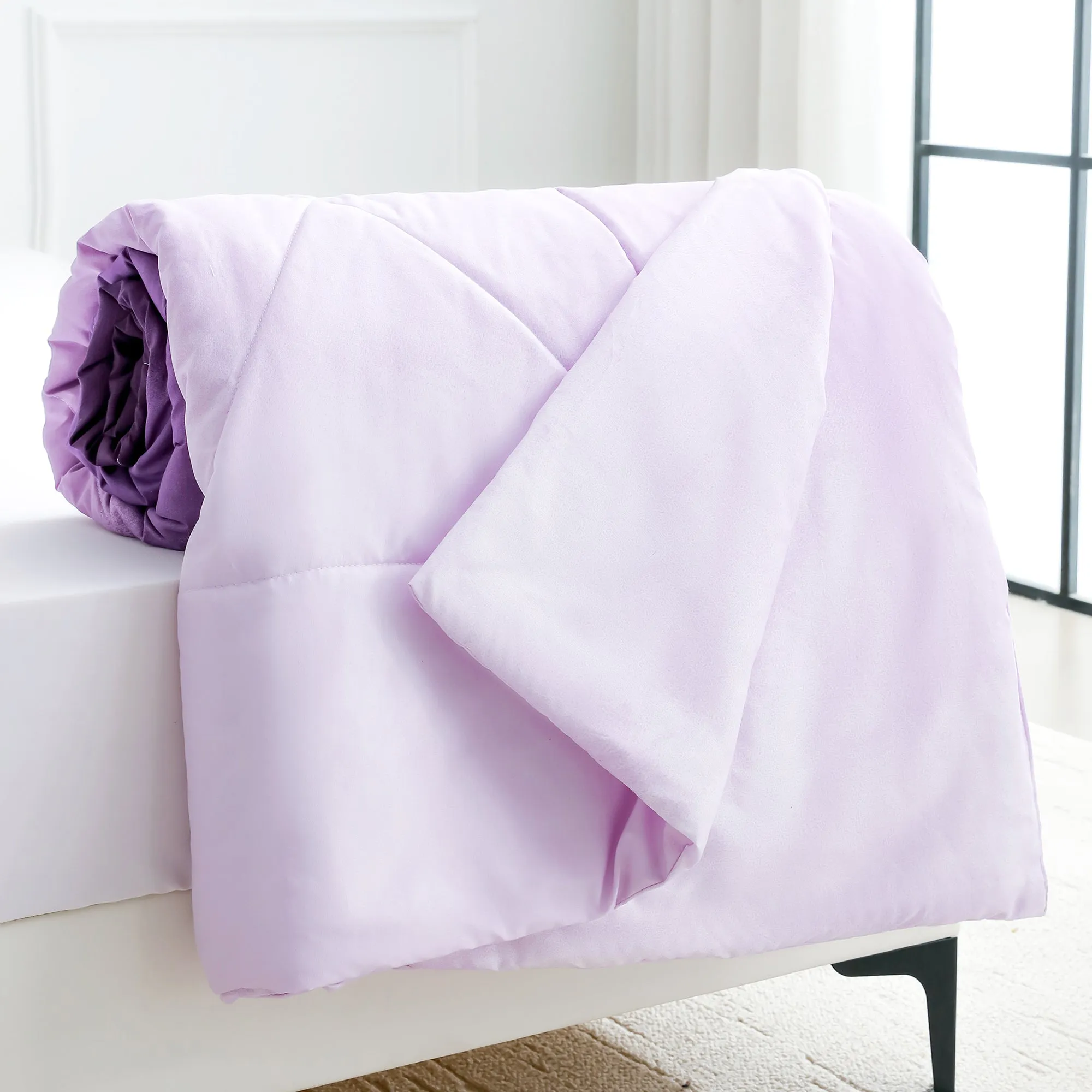 240 GSM Purple Gradient Ombre Microfiber Reversible Double Comforter