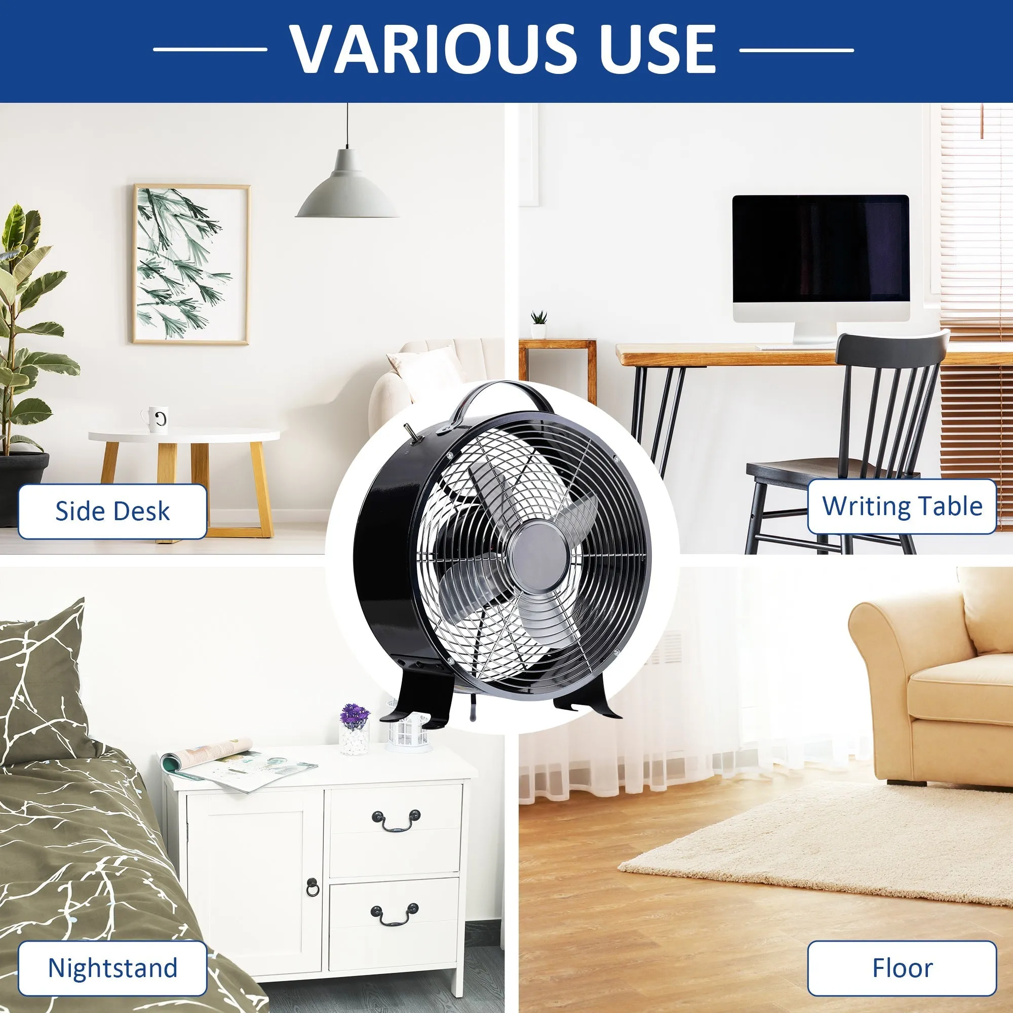 26CM Electrical Table Desk Fan 2-Speed Portable for Home Office