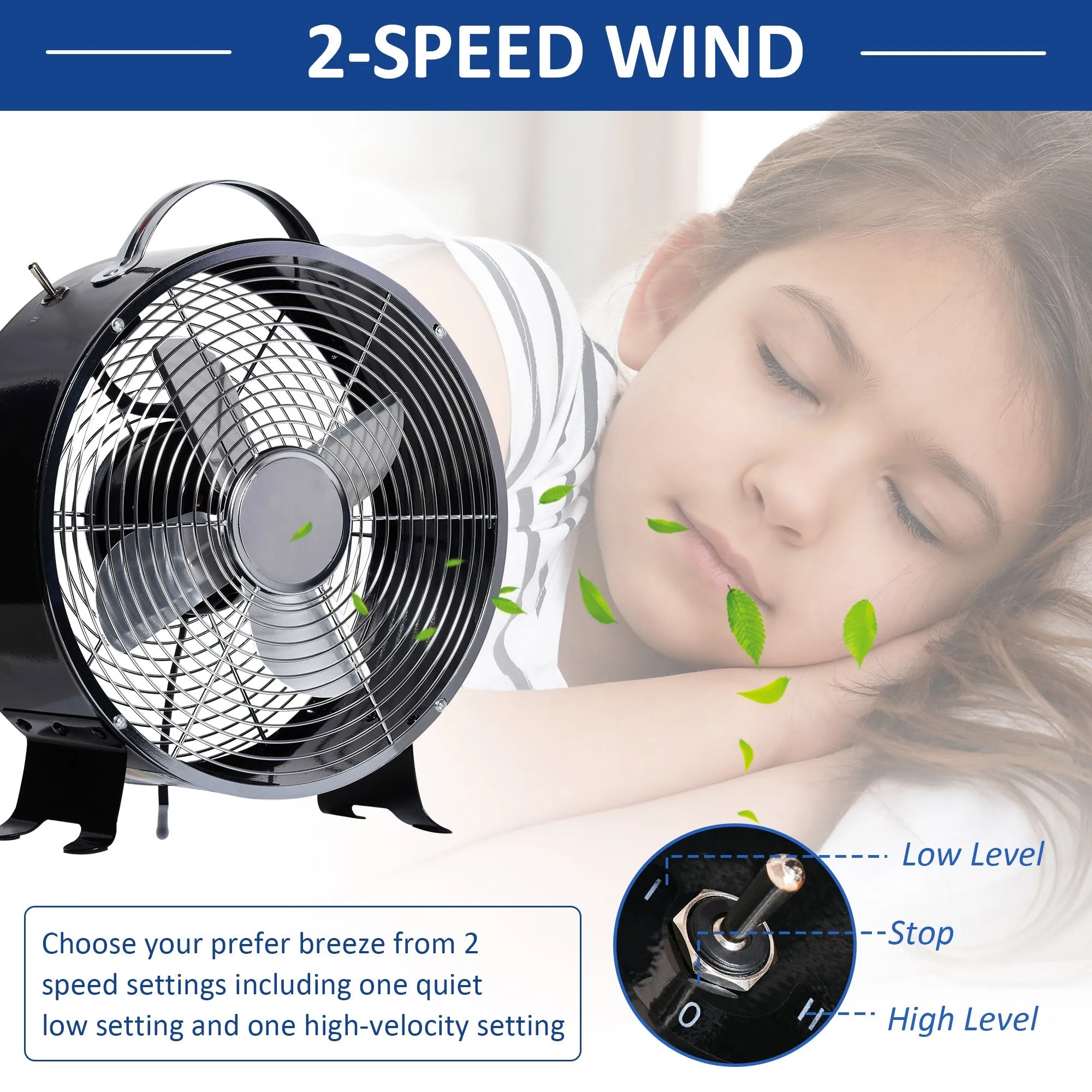 26CM Electrical Table Desk Fan 2-Speed Portable for Home Office