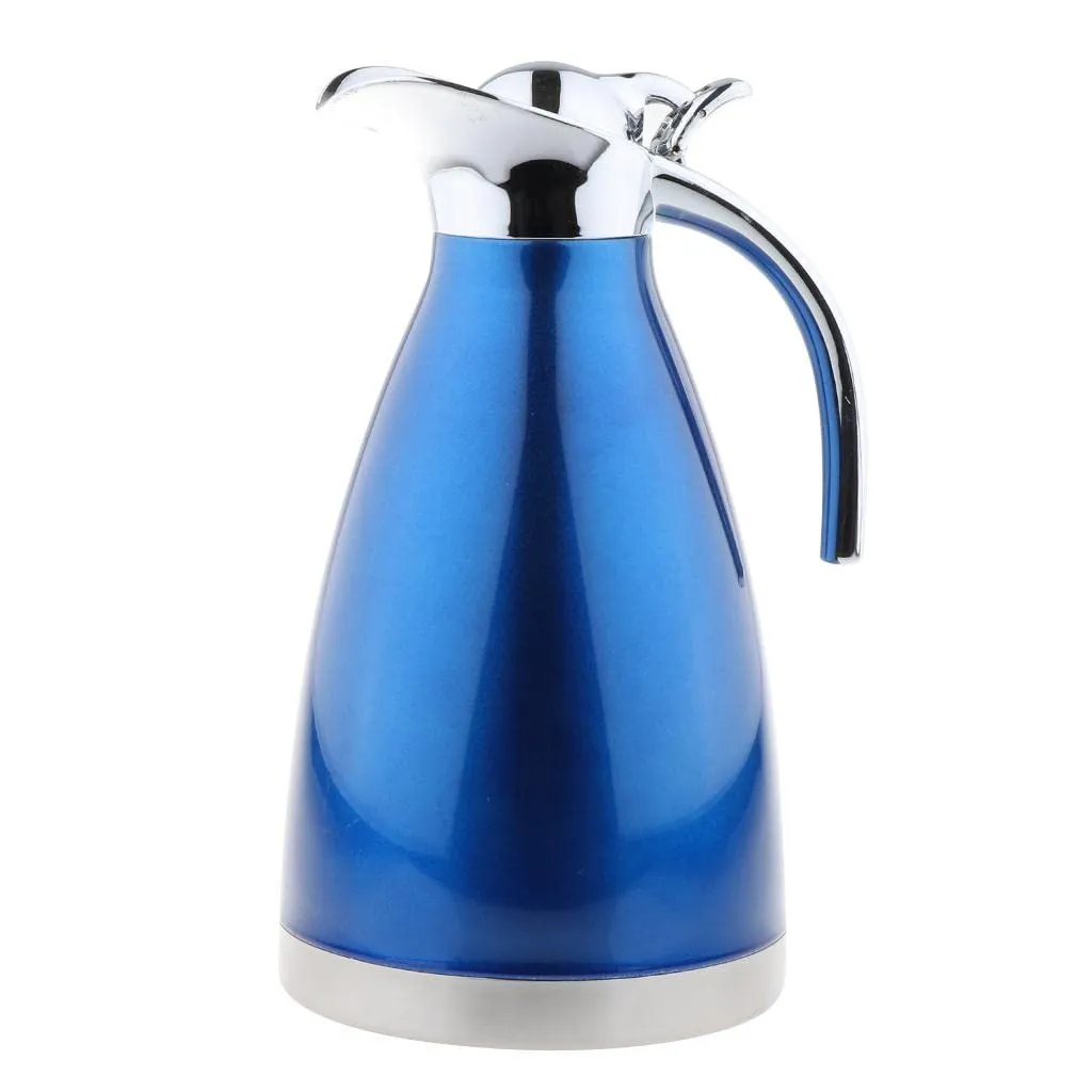 2L Double Vacuum Insulation Thermal Coffee Carafe Home Water Pot Blue