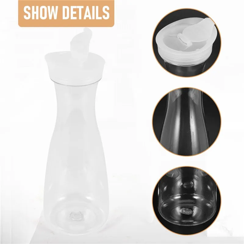 2Pcs Plastic Water Carafes White Flip Tab Lids Food Grade Recyclable Shatterproof Pitchers Juice Jar