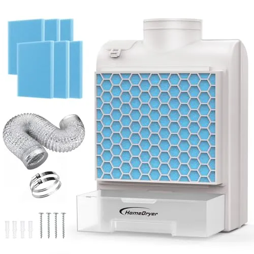 3-in-1 Indoor Dryer Vent Kit, Dryer Vent Box With Stainless Steel Screen Filter, Enhanced Air Quality Water Drawer System,Plus 6 Extra Polyester Filters for Electric Clothes Dryers-2024 New Upgrade