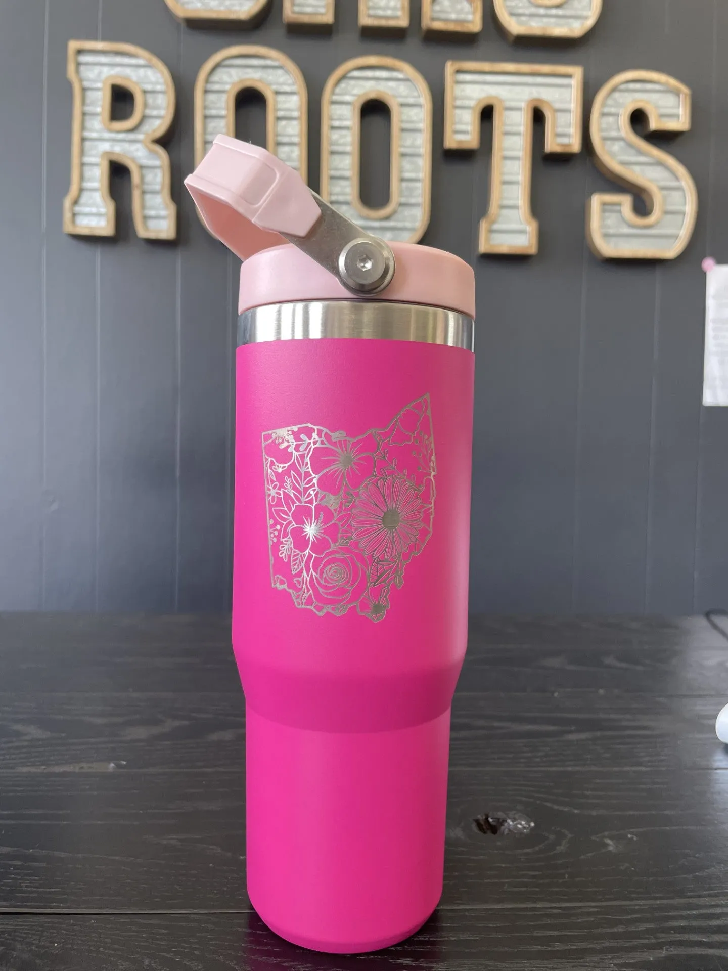 30OZ STAINLESS STEEL FLIP STRAW TUMBLER