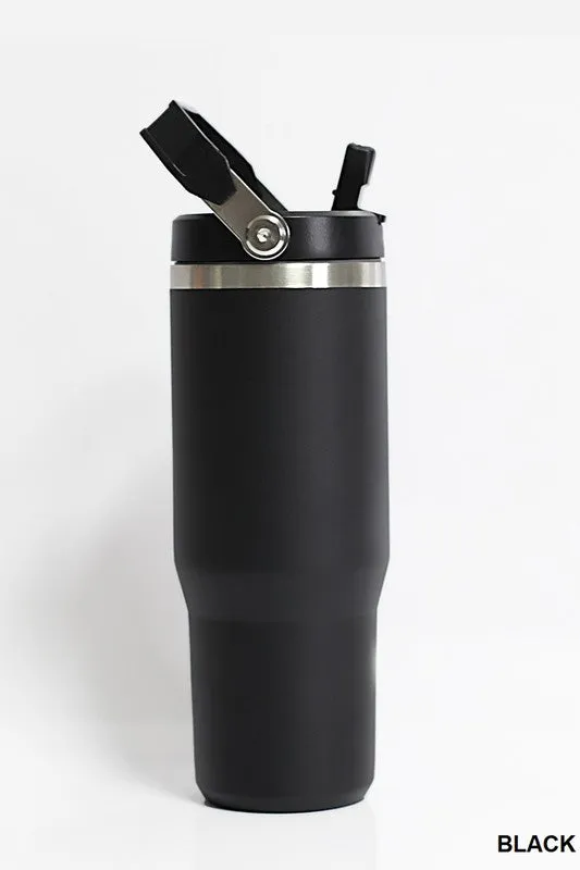 30OZ STAINLESS STEEL FLIP STRAW TUMBLER