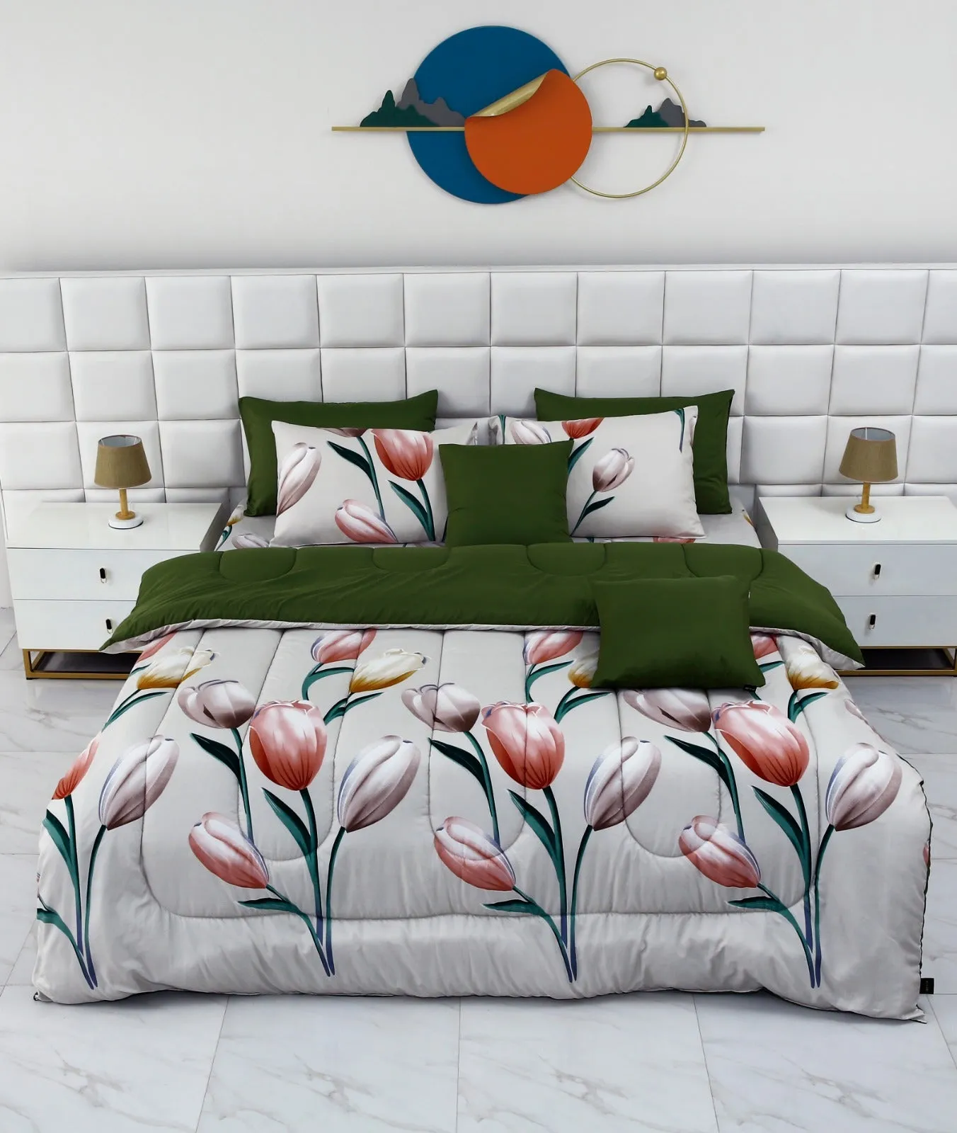 5 PCs Single Comforter Set-15187-Tulip