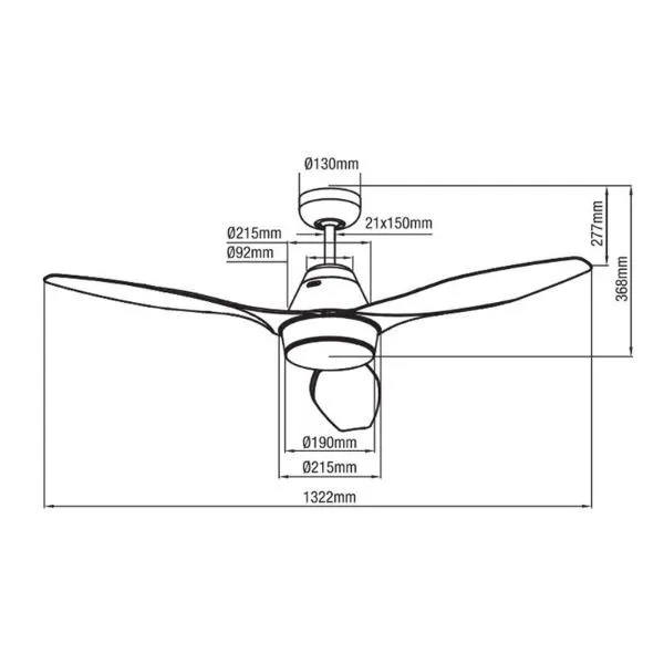 52″ (1320mm) Triumph AC Ceiling Fan with CCT 15w LED Light and ABS Blades in White MTF1333WS