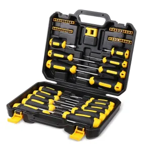 57-Pc Magnetic Screwdriver Set, Ergonomic Soft Grip, 6150 Steel