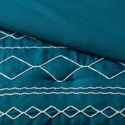 5pc King Kenton Diamond Stitch Comforter Bedding Set Dark Teal Blue - Threshold