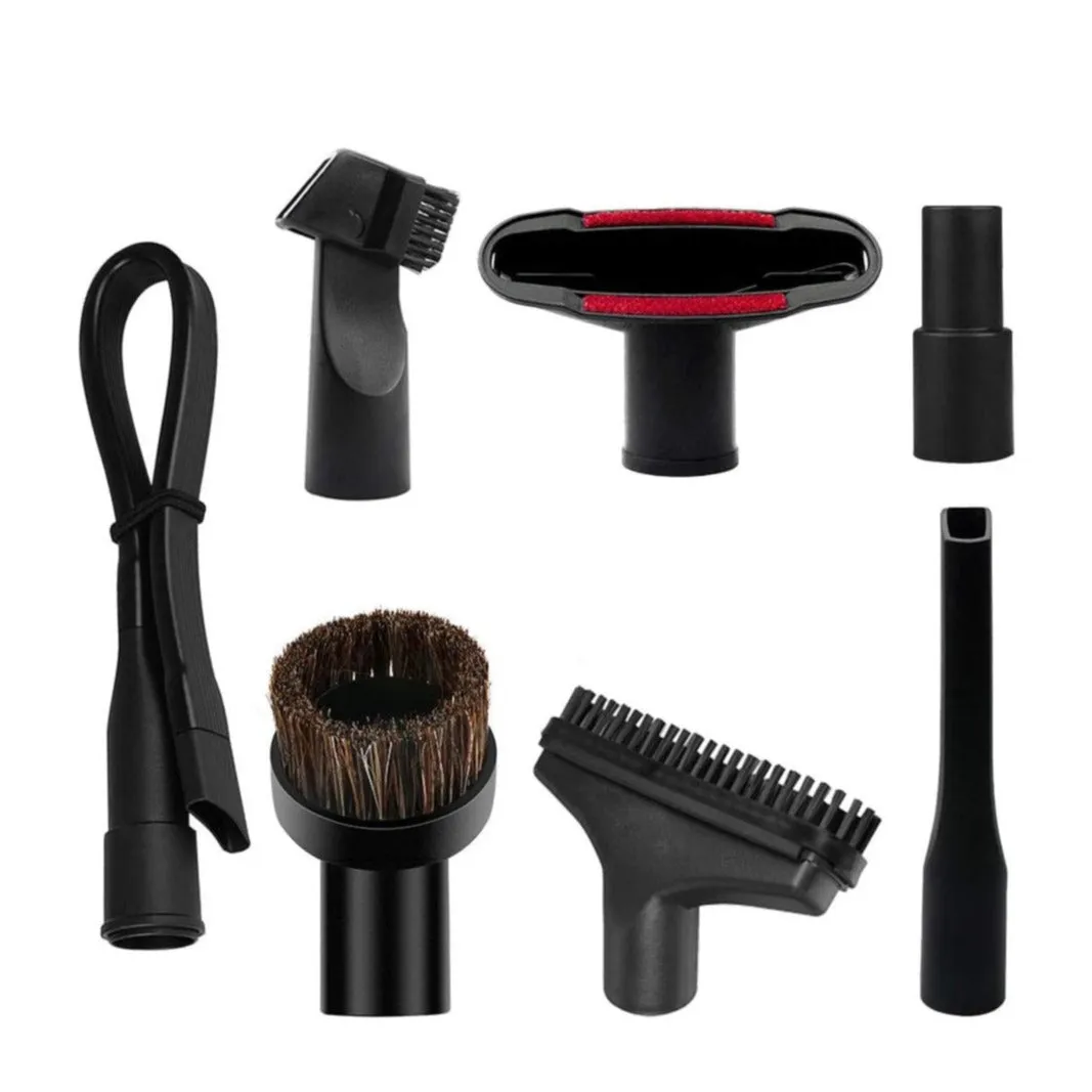 (7-piece set) Universal Vacuum Cleaner Attachments Replacement Nozzle Kit Cleaning Brush - Black