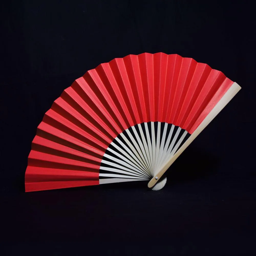 9" Red Paper Hand Fans for Weddings, Premium Paper Stock (10 Pack)