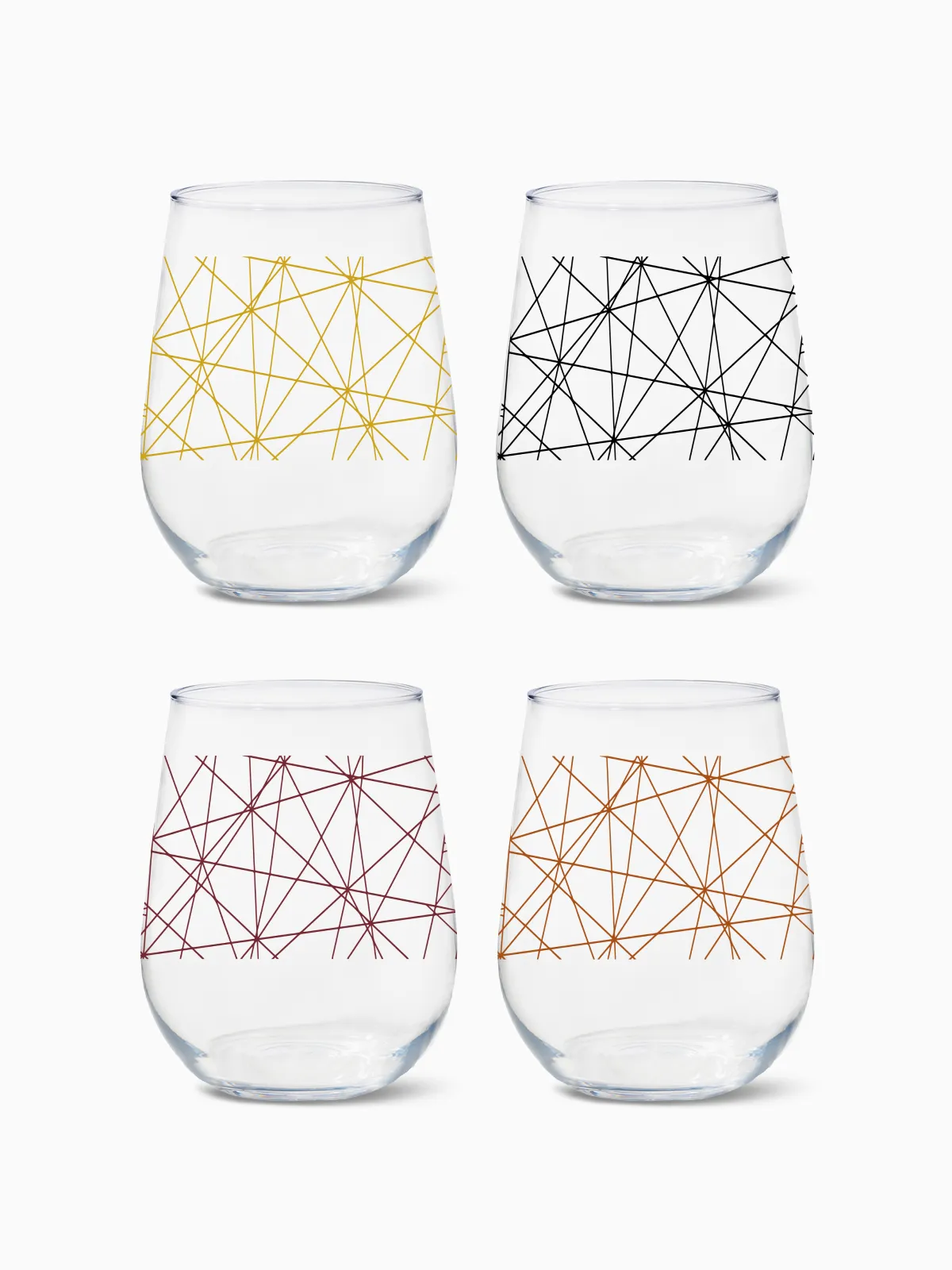 Abstract Lines - RESERVE 16oz Stemless Wine Tritan™ Copolyester Glass