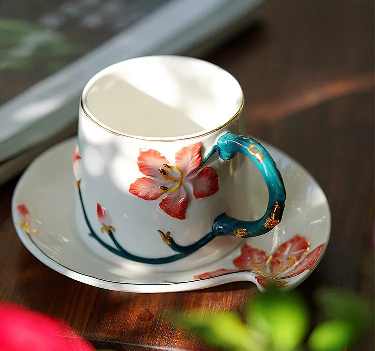 Afternoon British Tea Cups, Creative Bone China Porcelain Tea Cup Set, Traditional English Tea Cups and Saucers, Unique Ceramic Coffee Cups