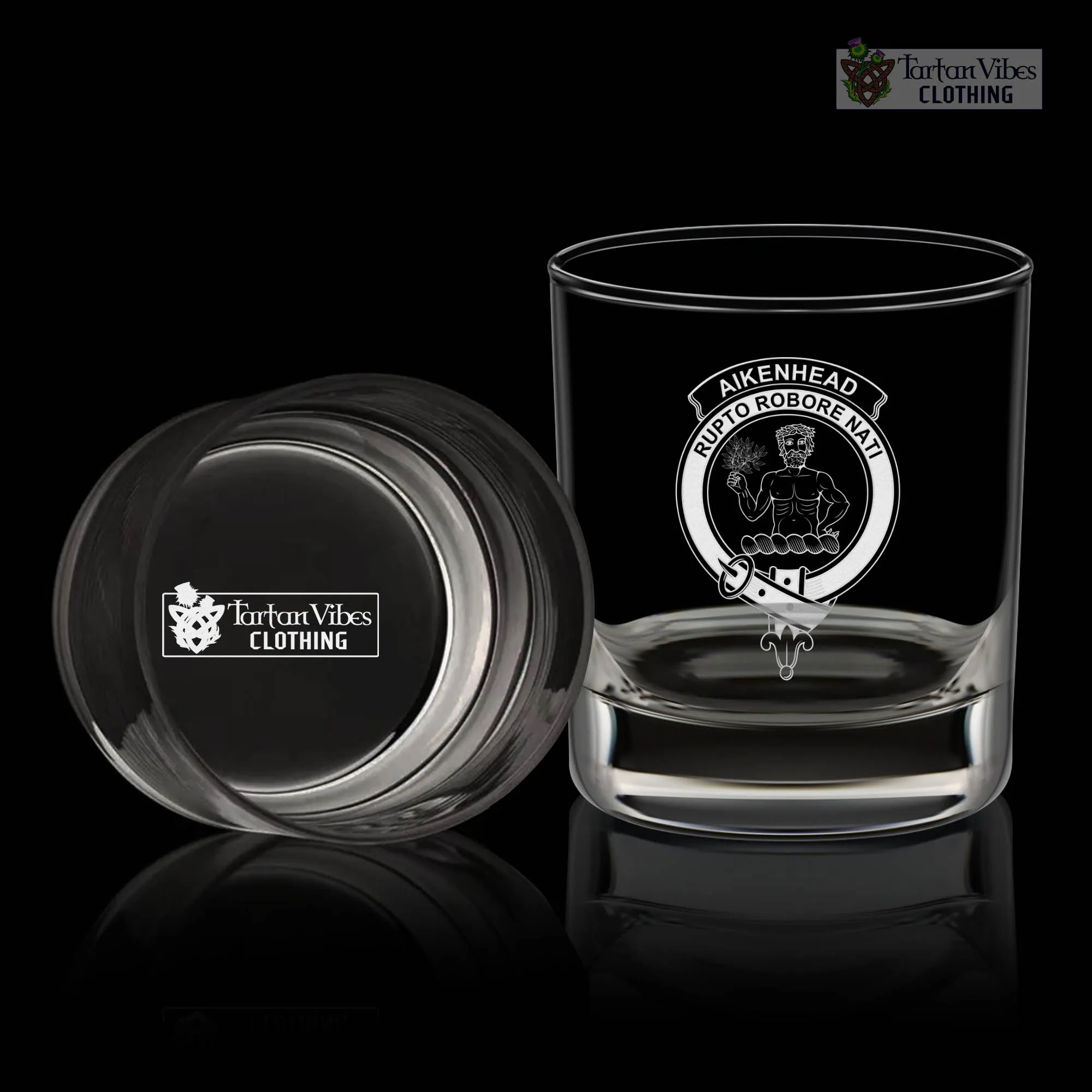 Aikenhead Family Crest Engraved Whiskey Glass