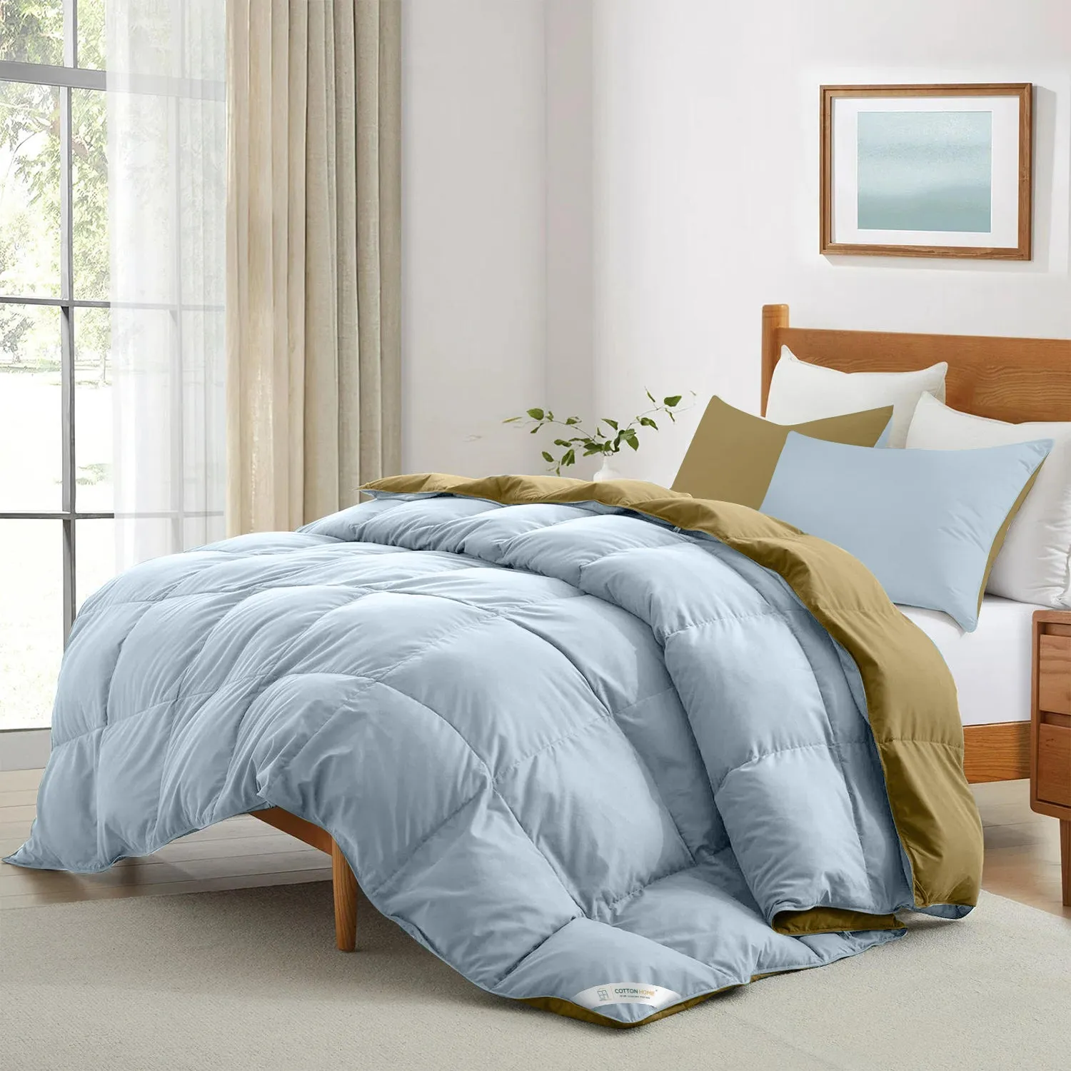 All Season Sky Blue Super Soft Reversible King Comforter Set 220x240cm with 2 Pillow Case