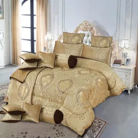 Allura 14 Pcs Palachi Velvet Brown Bedding Set with Filled Comforter