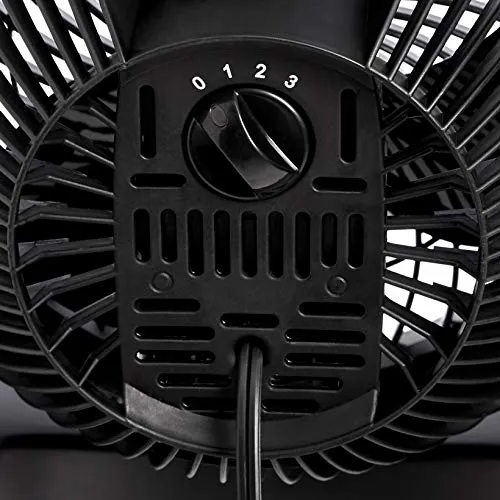 Amazon Basics 11-Inch Air Circulator Fan, Desk Fan for Bedroom, Home and Office, With 90-Degree Tilt Head, 3 Speed Settings, Lightweight (3 LBS), 35 Watts, Black, 11.1"Wx6.3"Dx10.9"H