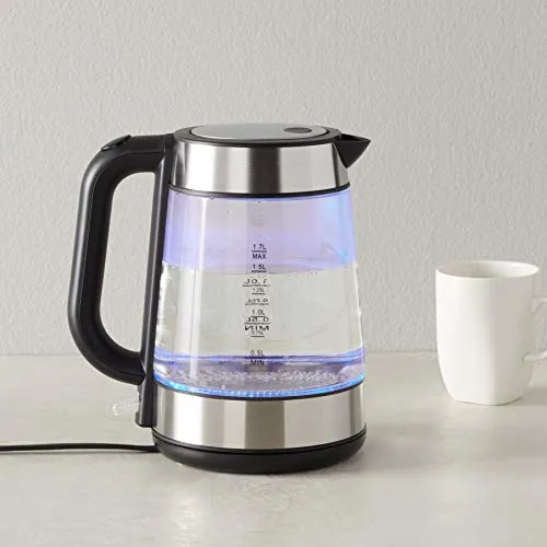 Amazon Basics Electric Glass and Steel Hot Tea Water Kettle - 1.7-Liter