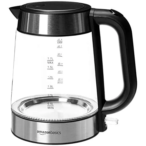 Amazon Basics Electric Glass and Steel Hot Tea Water Kettle - 1.7-Liter