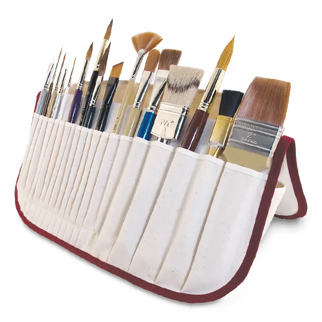 American Journey Canvas Brush Holder - Burgundy Trim