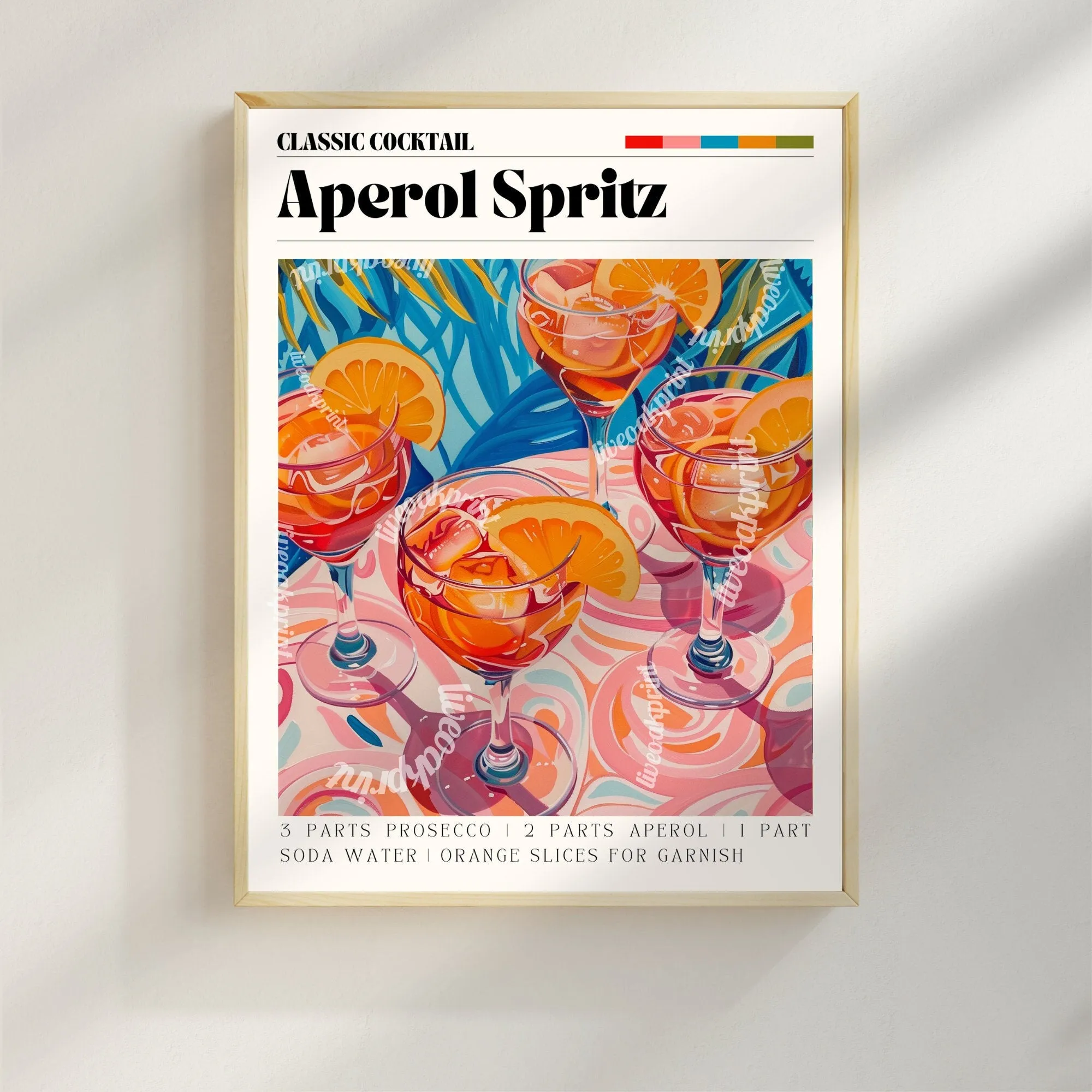 Aperol Spritz Print - Aperol Spritz Wall Art - Bar Cart Art - Classic Cocktail Prints - Aperol Spritz Wall Art - Cocktail Print Set