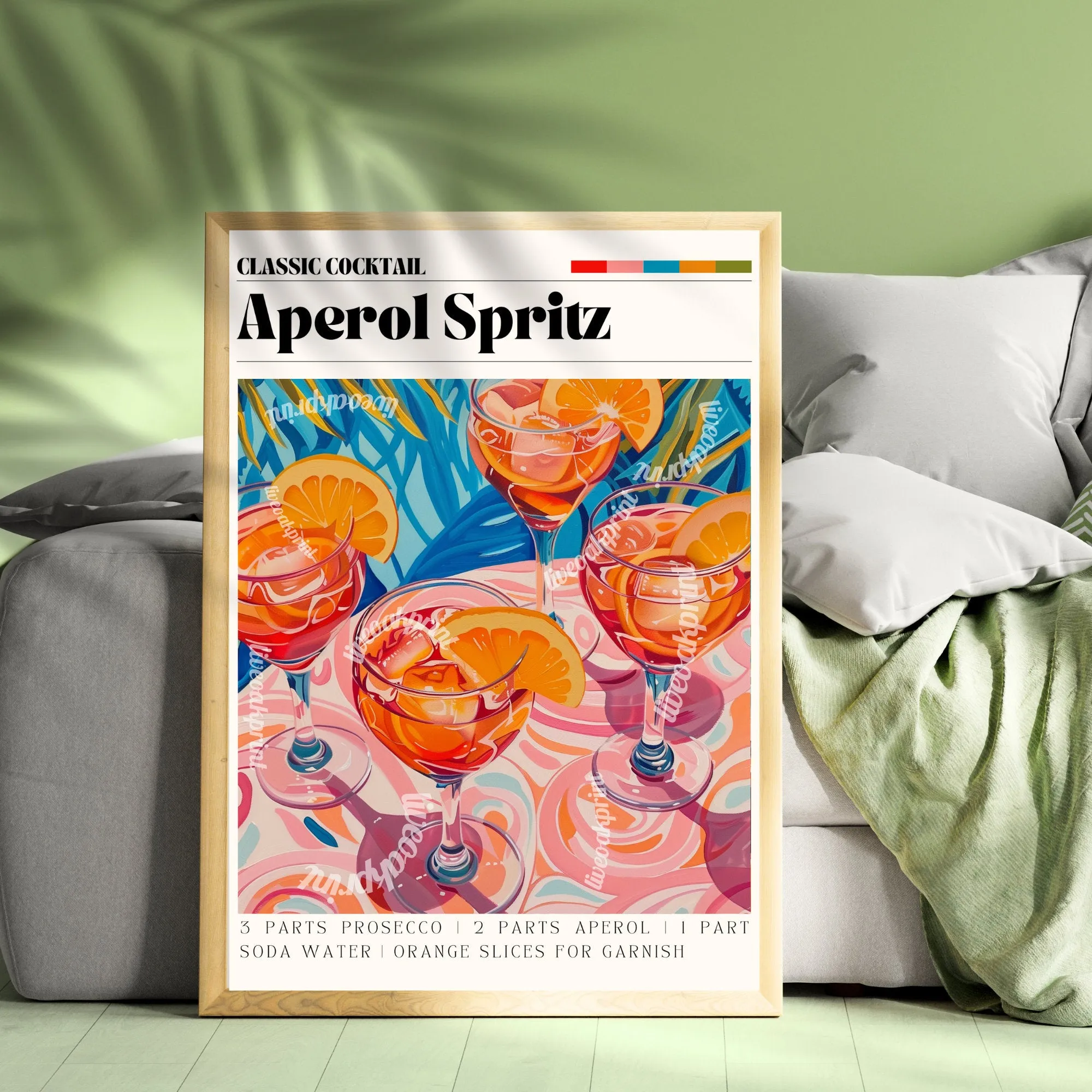 Aperol Spritz Print - Aperol Spritz Wall Art - Bar Cart Art - Classic Cocktail Prints - Aperol Spritz Wall Art - Cocktail Print Set