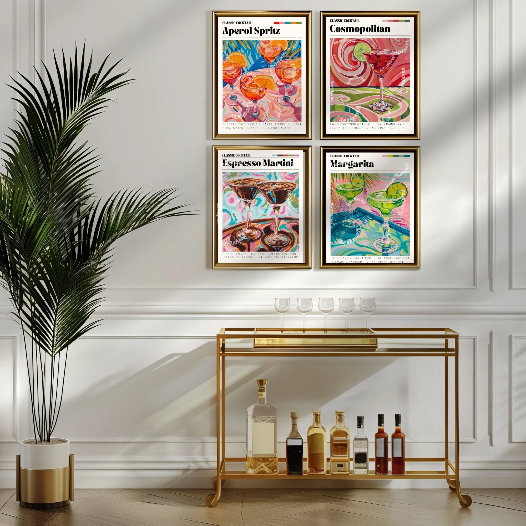 Aperol Spritz Print - Aperol Spritz Wall Art - Bar Cart Art - Classic Cocktail Prints - Aperol Spritz Wall Art - Cocktail Print Set