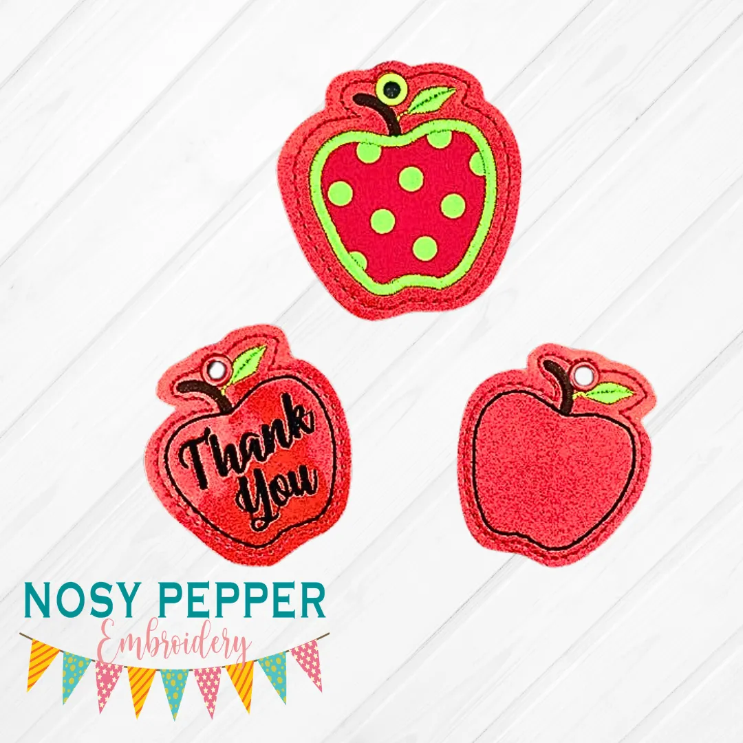 Apple gift tag/charm set 4x4 machine embroidery design DIGITAL DOWNLOAD